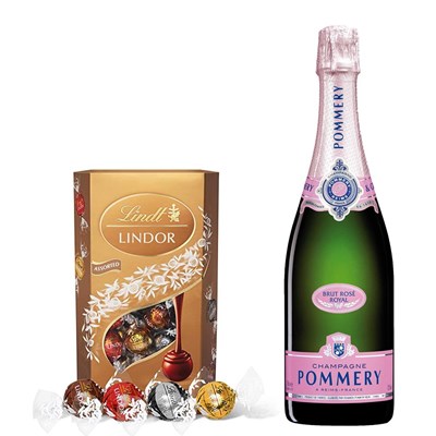 Pommery Rose Brut Champagne 75cl With Lindt Lindor Assorted Truffles 200g